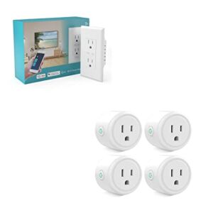 Smart Outlet, WiFi in-Wall Outlet + Mini Smart Plug,WiFi Plugs 4 Pack