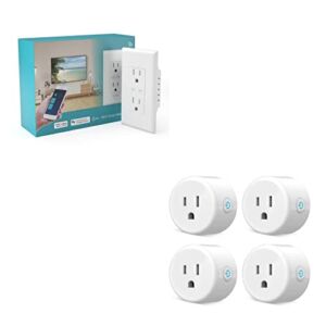 Smart Outlet, WiFi in-Wall Outlet + Mini Smart Plug,WiFi Plugs 4 PCS