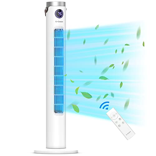 Tower Fan with Remote, 46 Inch Oscillating Fan with 24-Hour Timer, Quiet Floor Fan with 3 Modes & 3 Speeds Settings, Sleep Light Off, Bladeless Cooling Standing Fan Ideal for Home Bedroom Office | The Storepaperoomates Retail Market - Fast Affordable Shopping