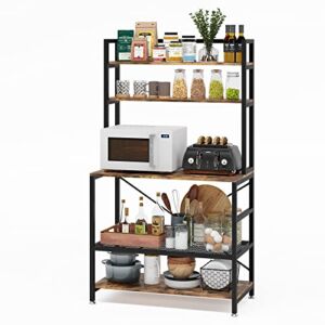 Moan Kitchen Baker’s Rack with Shelves, Microwave Stand 6-Tier Shelf with Storage (Rustic Brown)