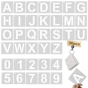 HZMM 6 Inch Letter Stencils Numbers Craft Stencils, 36 Pcs Alphabet Stencils Letter Stencil Reusable Plastic Stencils Letters and Numbers Stencil Kit…