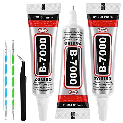 B7000 Rhinestone Glue for Jewelry Making, Clear Glue for Crafts Fabric Glue with Precision Tips Adhesive Glue with Dotting Pens Tweezers for Metal Stone Nail Art Beading Wood Glass 0.5 fl oz, 3 Packs | The Storepaperoomates Retail Market - Fast Affordable Shopping