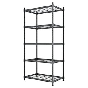 Gcirik 5-Tier Storage Shelves Wire Rack Metal Shelving Unit, Black Shelf Adjustable Metal Shelves for Storage Kitchen Pantry Closet Laundry Bathroom 500Lbs Capacity 21.7″ L x 13.4″ W x 64.2″ H