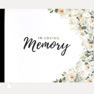 Magnolia Memorial Funeral Guest Book – Elegant in Loving Memory Memorial Service Guest Book for Funeral with Matching Share A Memory Table Stand – 200 Guests Entries with Name & Address, Hardcover