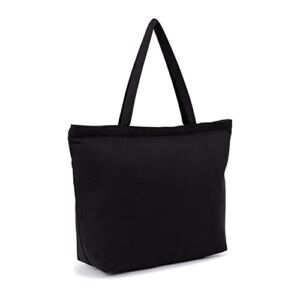 Pshet 1|2 Pack 21” Canvas Tote Bag Zipper Cotton Bag with Inner Pocket Reusable Grocery Shopping Bag 12oz Cloth Bag DIY Gift,black,pack of 1