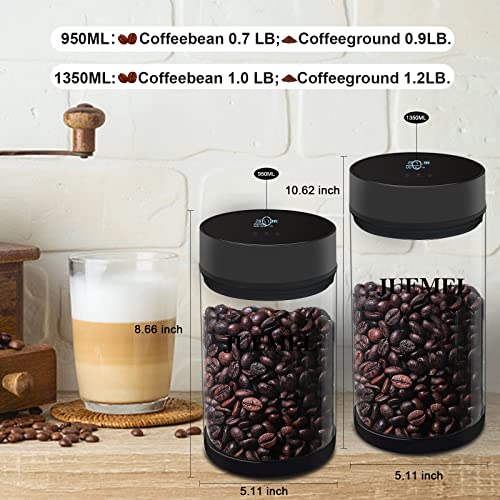 JUEMEL Automatic Vacuum Coffee Canister, Food Storage Container with Temperature & Humidity LCD Display,Time Record,Automatic Vacuum Suction,Electric Coffee jar Clear Glass-16oz/1350ml | The Storepaperoomates Retail Market - Fast Affordable Shopping