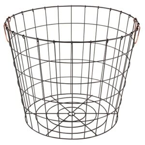Realspace® Round Metal Wire Basket With Handles, Large Size, Black/Copper