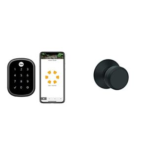Yale Assure Lock SL, Wi-Fi Smart Lock – Compatible with Alexa, Google Assistant, HomeKit, Phillips Hue and Samsung SmartThings, Black Suede & SCHLAGE F10 BWE 622 Bowery Passage Lock Knob, Matte Black