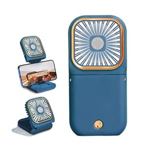 AZALEE Portable Handheld Fan Cell phone holder Mini Fan,portable neck fan,3-15 Hours Working Time & 3 Speed Level,Quiet Face Fan for Desk&Small travel fan(Navy Blue)