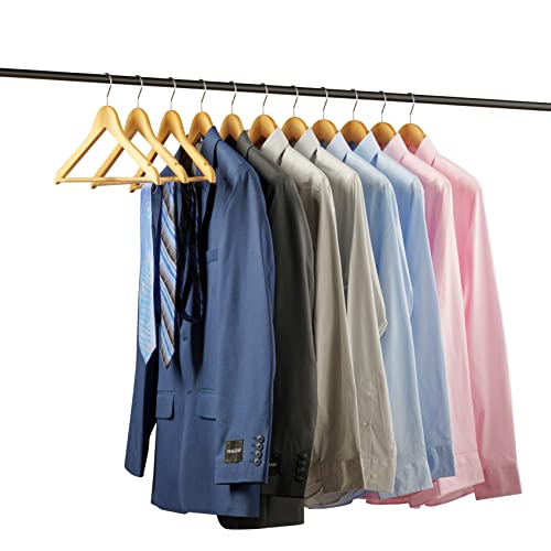 Solid Wood Suit Hangers – 20 Pack – with Non Slip Bar and Precisely Cut Notches – 360 Degree Swivel Chrome Hook – Natural Finish Super Sturdy and Durable Wooden Hangers | The Storepaperoomates Retail Market - Fast Affordable Shopping