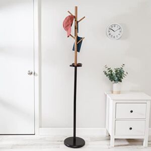 Honey-Can-Do Freestanding Coat Rack with Tree Design & Accessory Tray, Black/Brown GAR-09528 Black