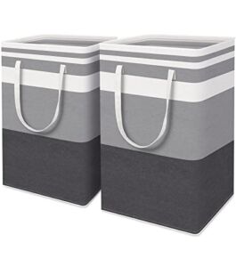 HomeHacks 2-Pack Large Laundry Basket,75L Each Waterproof, Freestanding Laundry Hamper, Collapsible Tall Clothes Hamper with Extended Handles for Clothes Toys in the Dorm and Family-Gradient Grey