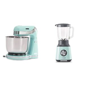 Dash Stand Mixer (Electric Everyday Use): 6 Speed & Quest Countertop Blender 1.5L with Stainless Steel Blades for Coffee Drinks, Deserts, Frozen Cocktails, Purées, Shakes, Soups – Aqua