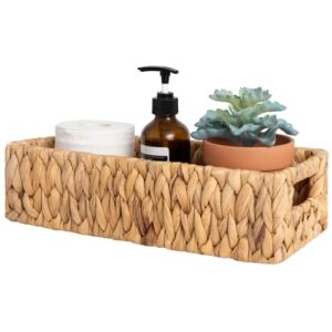 StorageWorks Water Hyacinth Basket for Toilet Paper, Wicker Baskets for Storage with Built-in Handles, 14 ¼”L x 6 ½”W x 3 ¾”H