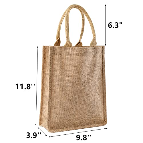 DEAYOU 8 Pack Jute Burlap Tote Bags, Burlap Gift Totes with Handles, Jute Beach Bags Reusable Lined Grocery Totes for Bridesmaid, DIY, Shopping, Pool, Wedding Welcome Bag, 9.8”x11.8”x3.9”, Natural | The Storepaperoomates Retail Market - Fast Affordable Shopping