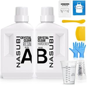 NASUBI 20oz Epoxy Resin Crystal Clear Resin Kit – Clear Casting & Coating Resin for Art, Craft, DIY,Jewelry Making,Tumbler,River Table Tops, 5pcs 8oz Measuring Cups,Sticks and More,Christmas Gift