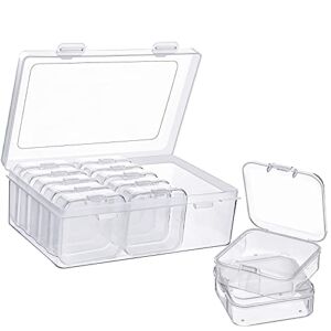 12 Pieces Small Clear Plastic Beads Storage Container and Organizer Transparent Boxes with Hinged Lid for Storage of Small Items, Jewelry, Diamonds, DIY Art Craft Accessory