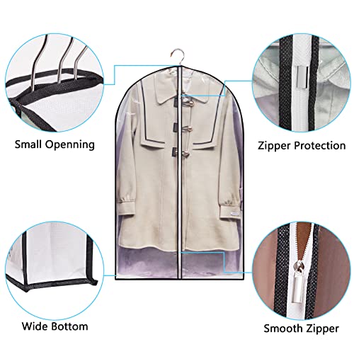 40″ Garment Bags for Travel, Suits Bag with 4″ Gusset for Hanging Clothes Closet Organizer Storage Protector Cover Clear Moth Dust Proof Breathable for Sweater Coat Jacket Shirts 5 Packs-White | The Storepaperoomates Retail Market - Fast Affordable Shopping