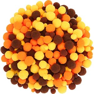 1200 PCS Pompoms Balls for Fall Thanksgiving Christmas Valentine Bridal Shower Winter DIY Crafts, Pom Poms Balls for Home Office School Wedding Party Garlands Decorations (Yellow, Brown, Orange)