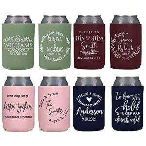 Customized Wedding Can Coolers Personalized Wedding Favors Monogram Can Holders (Custom – Assorted, 100 can cooler)