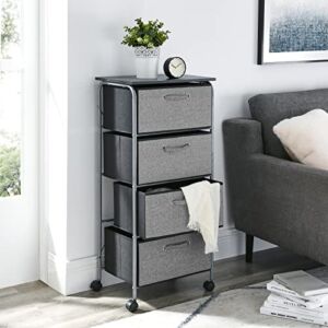 4 Drawer Dresser Organizer Fabric Storage Chest with Wheels Furniture Storage Tower Shelves with Steel Frame Organizer Unit for Bedroom Closets Entryway Hallway Living room Small Space (4 Drawers)