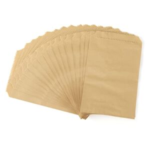 FOCCIUP 100 Pack Brown Kraft Paper Bags 4×6 Inches Flat Envelopes Merchandise Bags for Party Favor Treat Bags