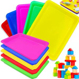 Plastic Art Trays,10 Pack Activity Plastic Crafts Tray,Multicolor Kids Organizer Tray Serving Tray for DIY Projects,Beads,Painting,Jewelry