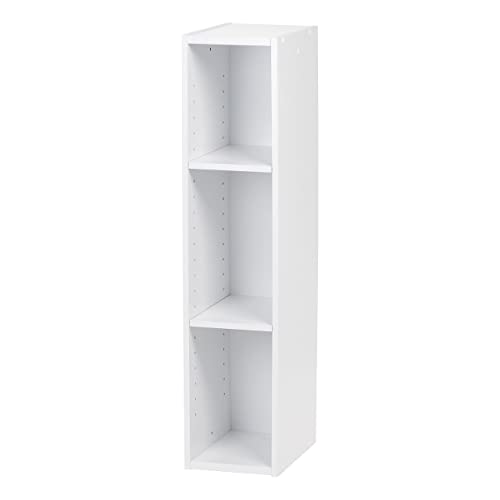 IRIS USA Small Shelving Unit with Adjustable Wood Shelf for Small Spaces, 3 Shelf, 8 inch Stackable Shelves, White Bookcase | The Storepaperoomates Retail Market - Fast Affordable Shopping