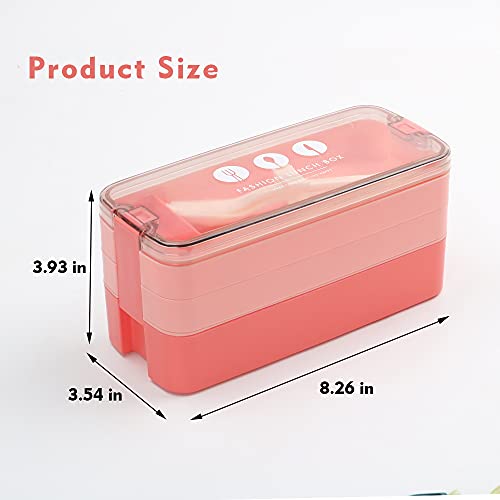 Onanuto Bento Box Adult Lunch Box, 3 in 1 – kids bento box kit with Sandwich Cutters, Microwave Safe Lunch Containers with Lunch Bag Stackable Bento Lunch Box Set (Pink) | The Storepaperoomates Retail Market - Fast Affordable Shopping