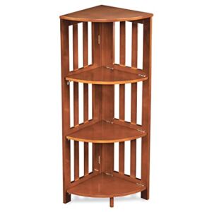 Collections Etc Wooden Folding Corner Standing Shelf Unit