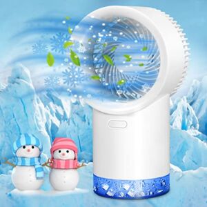Portable Air Conditioner Fan, Evaporative Air Cooler Humidifier in 3 Speed, 3000mAh Rechargeable USB Personal Conditioner, Misting Desk Portable Ac