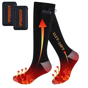 AURUZA Heated Socks for Men Women,3.7V 4500mAh Rechargeable Battery Electric Heating Socks,Foot Warmer Socks for Hunting Camping Skiing Motorcycling Outdoors