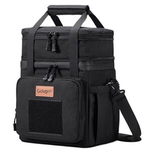 Gelugee Black Tactical Lunch Box for Men, Insulated Waterproof Reusable Lunch Bag Lunchbox, Durable Military Cooler Bag with Adjustable Shoulder Strap, Lunch Tote for Adults to Work Picnic