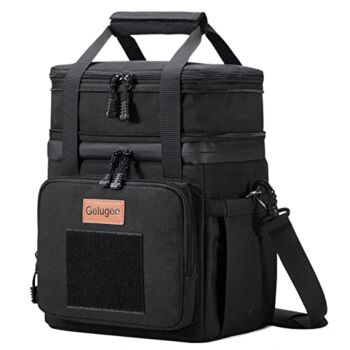 Gelugee Black Tactical Lunch Box for Men, Insulated Waterproof Reusable Lunch Bag Lunchbox, Durable Military Cooler Bag with Adjustable Shoulder Strap, Lunch Tote for Adults to Work Picnic | The Storepaperoomates Retail Market - Fast Affordable Shopping