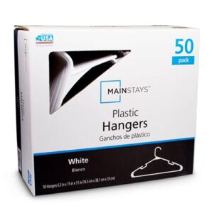 Mainstays Plastic Hangers White – 50 Pack