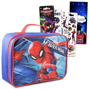 Marvel Spiderman Lunch Bag Set For Boys, Kids – Bundle with Superhero Insulated School Lunch Box With Spiderman Stickers And More (Superhero School Supplies for Boys)