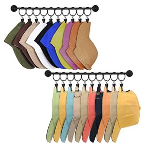 Hat Rack for Wall Baseball Cap Display Organizer with 20 Hooks Modern Metal Hat Holder Wall-Mounted Caps Hanger for Closet Door Bedroom Entryway Laundry, Set of 2