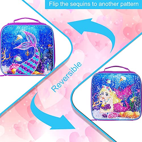 Lunch Box for Girls, Mermaid Insulated Bag, Kids Reversible Sequin Flip Color Change | The Storepaperoomates Retail Market - Fast Affordable Shopping