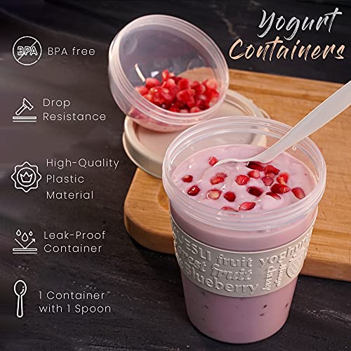The Buybox 20 oz 4 Pcs. Clear Plastic Parfait Cups with Insert & Dome Lids & Spoon & Carrier Bag – Reusable Snack Cups, Yogurt Container, Parfait Cups, Cereal, Oatmeal Containers with Lids – 4 Colors | The Storepaperoomates Retail Market - Fast Affordable Shopping