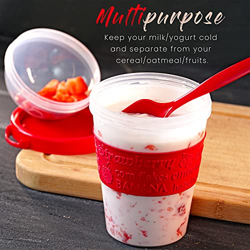 The Buybox 20 oz 4 Pcs. Clear Plastic Parfait Cups with Insert & Dome Lids & Spoon & Carrier Bag – Reusable Snack Cups, Yogurt Container, Parfait Cups, Cereal, Oatmeal Containers with Lids – 4 Colors | The Storepaperoomates Retail Market - Fast Affordable Shopping