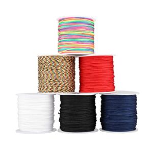 Nylon Cord, 6 Rolls 888 Feet 0.8 mm Beading String Cord for Satin Rattail, Kumihimo, Blinds String, Friendship Bracelets, Chinese Knot Braided String