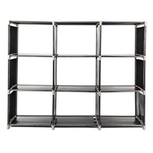 N/C Organizers and Storage Rack for Closet,Heavy Duty DIY Modular Book Shelf for Office, Storage Shelves Cubes Organizer for Bedroom Cabinet Living Room (3 Layers 9 Cubes), Black