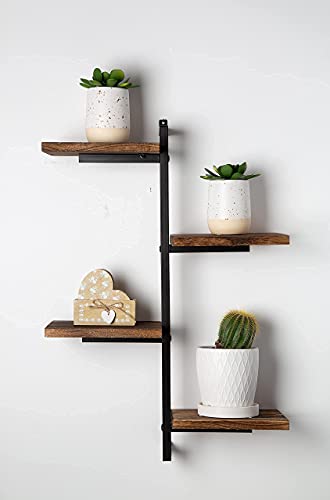 Farmhouse, Wall Mounted Floating Shelves – Set of 2 Decorative Shelves w/ Metal Brackets – Industrial Shelves for Bedroom, Living Room or Bathroom – Modern Wall Décor & Book Shelf Idea – Brown | The Storepaperoomates Retail Market - Fast Affordable Shopping