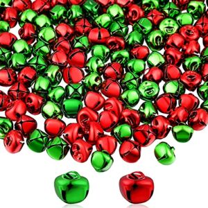 Jingle Bells for Craft, 300 Pieces Bulk DIY Christmas Bells for Decoration, Home Decoration (Red/ Green, 0.5 Inch)