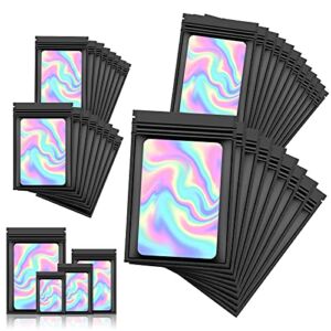 120 PCS Smell Proof Mylar Bags Resealable Odor Proof Bags Holographic Packaging Pouch Bag with Clear Window for Food Storage Eyelash Jewelry Candy Electronics Storage, 4 Sizes (Black) (BLACK)