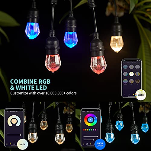 XMCOSY+ Outdoor String Lights – 64ft Patio Lights RGB & White Smart String Lights Color String Lights Outdoor 2.4GHz Wi-Fi App Control 24 Shatterproof Acrylic Bulbs String Lights Works with Alexa | The Storepaperoomates Retail Market - Fast Affordable Shopping