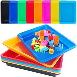 10 Pack Plastic Art Trays,8 Colors Activity Trays Sensory Tray,Sand Tray Serving Trays,Art Trays for Kids,Crafts Organizer,DIY Projects,Painting,Beads,Home,School