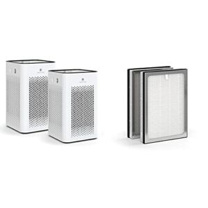Medify MA-25 Air Purifier with one additional H13 True HEPA replacement Filter | 500 sq ft Coverage | for Smoke, Smokers, Dust, Odors, Pet Dander | Quiet 99.9% Removal to 0.1 Microns | White, 2-Pack