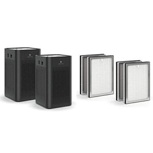 Medify MA-25 Air Purifier with H13 True HEPA Filter | 500 sq ft Coverage | for Smoke, Smokers, Dust, Odors, Pet Dander | Quiet 99.9% Removal to 0.1 Microns | Black, 2-Pack
