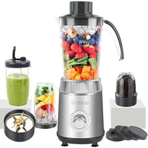 DUXANO Personal Blender for Shakes and Smoothies, 15 Pieces Set Smoothie Blender for Kitchen, Ice-Crushing Power Portable Mixer with 40oz. Large Capacity Pitcher, 2x18oz. Travel Sports Bottles, Coffee Grinder, 2 Spout Lids…